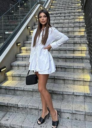 Платье сарафан платье рубашка белое в складку плиссе zara s 2180/345