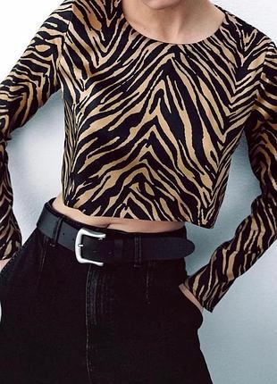 Укороченный топ женский zara с принтом зебры блуза женская рубашка женская s