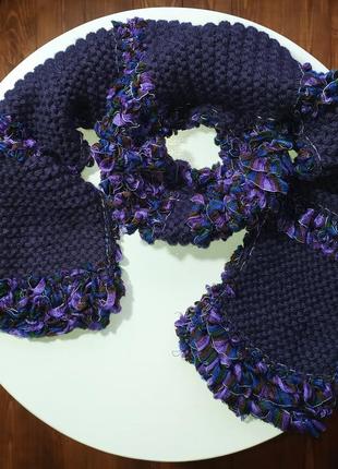 💜 фиолетовый шарф вязаный букле