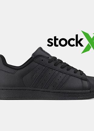 Черные кроссовки унисекс adidas superstar black х суперстар 36