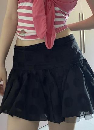 Спідниця міні чорна в горошок dollskill harajuku