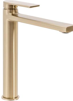 Змішувач для раковини (умивальника) rea verso brushed gold високий *