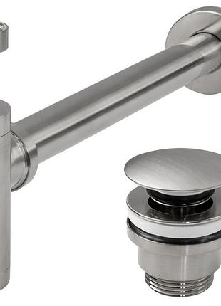 Сифон для раковини rea nickel brushed універсальний + click-clack *