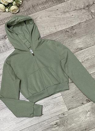 Укороченная толстовка, капюшонка на молнии, худи h&m, р.xs-s
