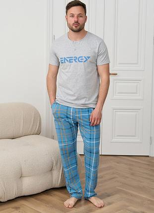 Чоловіча піжама зі штанами в карту — energy tom john 93463 xxl