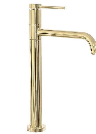 Смеситель для раковины (умывальника) rea lugano slim gold золотой высокий