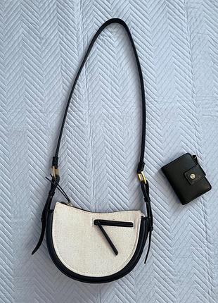Сумка zara бежева тканина і шкірзамінник ідеальний стан