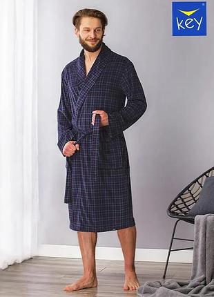 Клетчатый мужской халат key mgl 458 b21 xl/xxl