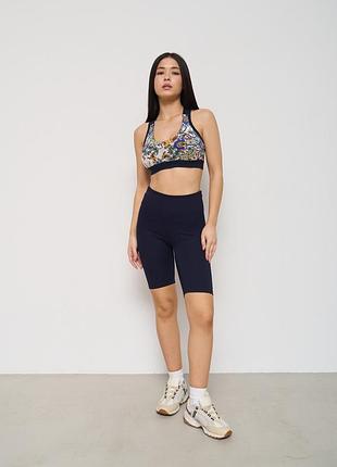Велосипедки жіночі в рубчик nicoletta 10075 l, темно-сині