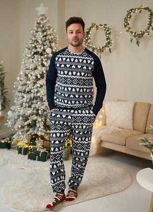 Мужской комплект со штанами - новогодний орнамент- family look для семьи tom john 93435 xxl