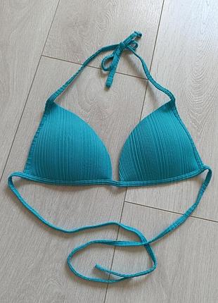 Блакитний верх купальника на зав'язках в рубчик tezenis xs s 70a 70b 70c 75a 75b