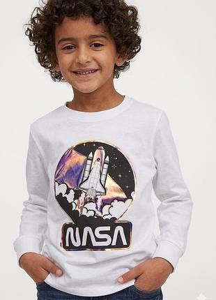 Реглан лонгслив nasa 🚀 футболка з довгим рукавом h&m 8-10 років, 134-140 см 100% бавовна