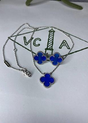 💎new💎брендовый комплект серьги и подвеска van cleef, vca , клевер 🍀 с логотипом