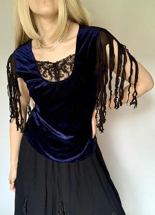 Оксамитовий топ з рюшами мереживом медуза fairycore