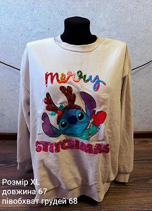 Свитшот стэчь stitch новогодний