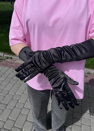 Перчатки 38 см атласные черные