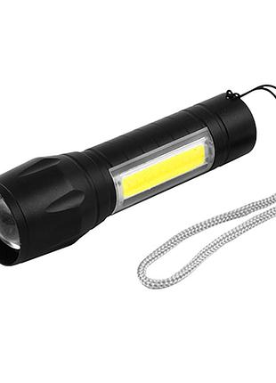 Ліхтар ручний акумуляторний 511-xpe cob zoom microusb чорний для побутового та туристичного використання (511-xpe)