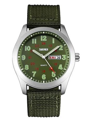 Чоловічий наручний класичний годинник skmei 9112 (зелений)