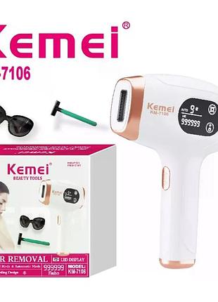 Фотоэпилятор kemei km-7106 белый • домашний ipl-эпилятор для удаления волос на лице, ногах, руках, теле, подмышках и зоне