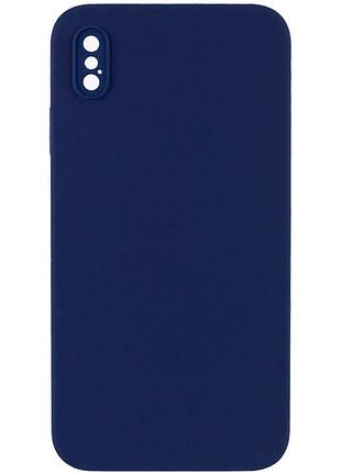 Чохол silk square full camera protective (aa) no logo для apple iphone x / xs (5.8") темно-синій / midnight blue