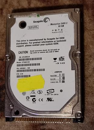 25% (h2testw ok) ide hdd 2.5 60 гб seagate 5400 32.1/32.2 жесткий диск st96812a сигейт ata pata