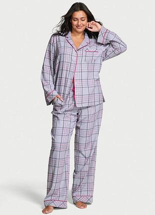 Женская пижама (штаны + рубашка) victoria's secret (28514799579352) flannel long pajama set s серая