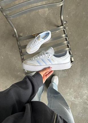 Белые кожаные кроссовки унисекс adidas samba white x самба 36