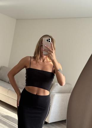 Чорний топ в рубчик zara