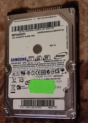 100% ide hdd 2.5 40 гб samsung spinpoint 5400 24.8/25.3 жесткий диск mp0402h самсунг ata pata