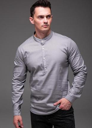 Мужская льняная рубашка style серая 2xl