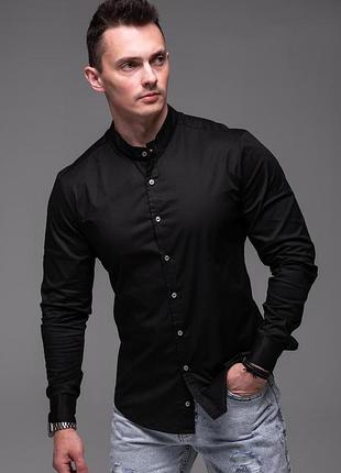 Мужская черная рубашка с длинным рукавом "modern" 3xl