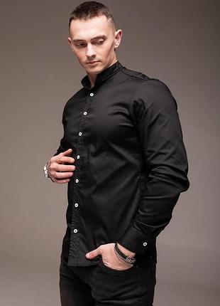 Мужская черная рубашка с длинным рукавом "modern" 3xl