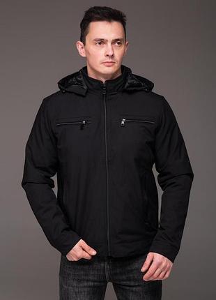 Утепленная ветровка застежки на груди черная xxxl