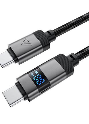 Кабель acefast c15-03 type-c - type-c pd 60w (3a) 1.2м нейлоновый для ноутбука и быстрой зарядки с дисплеем black