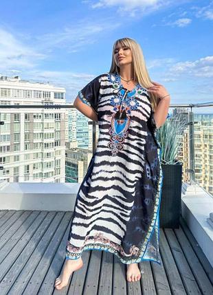 Розкішна максі сукня- туніка plus size для відпочинку