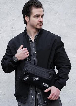 Чоловіча сумка через плече для патчів without brick patch black 5