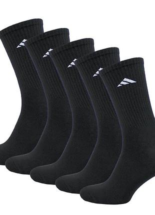 Носки женские высокие спортивные adidas sport хлопок черный 36-41, набор 5 пар