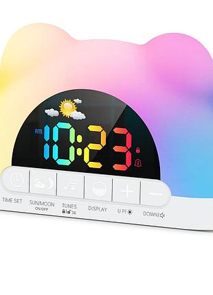 Будильник у формі ведмедя seutgjie для сну, з rgb-підсвіткою і звуковим ефектом, двома режимами будильника (12/24 години)
