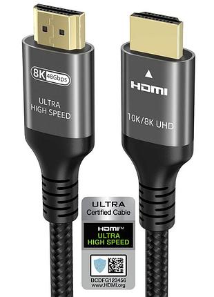 Кабель hdmi bluker 10k 8k 4k 48 гбит/с 1,5 м, сертифицированный сверхскоростной кабель
