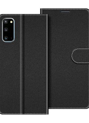 Чехол-книжка coodio для samsung galaxy s20, кожаный защитный чехол-кошелек с магнитной застежкой, черный