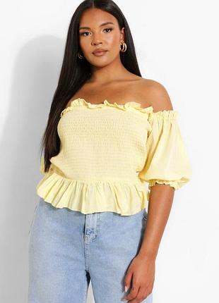 Топ женский boohoo лимоновый xl/50 новый – гофрированный