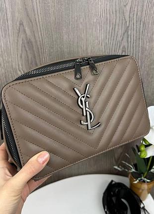 Якісна жіноча міні сумочка клатч ysl чорна екошкіра, стильна сумка на плече