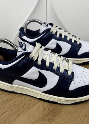 Нові оригінальні шкіряні кросівки nike dunk low vintage navy