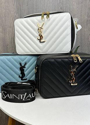 Якісна жіноча міні сумочка клатч ysl чорна екошкіра, стильна сумка на плече