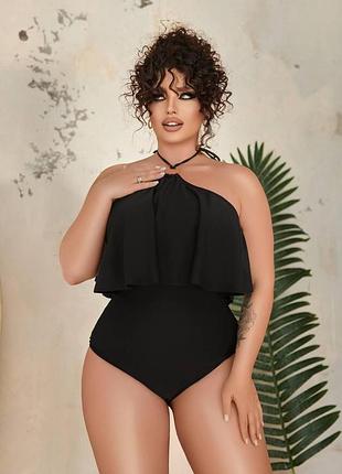 Женский слитный черный купальник plus size 4xl