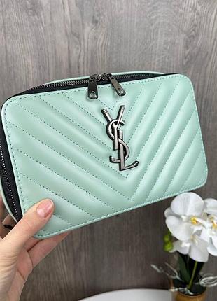 Якісна жіноча міні сумочка клатч ysl чорна екошкіра, стильна сумка на плече