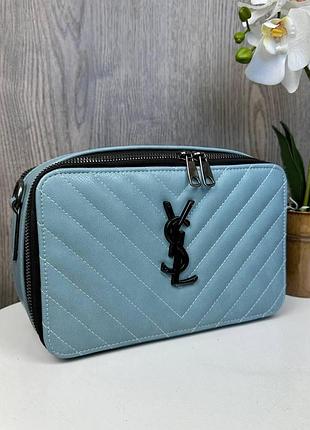 Якісна жіноча міні сумочка клатч ysl чорна екошкіра, стильна сумка на плече