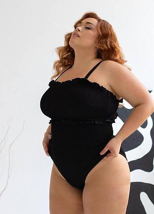 Жіночий суцільний купальник plus size жатка 2xl