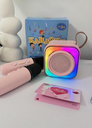 Детская караоке колонка с двумя беспроводными микрофонами k22