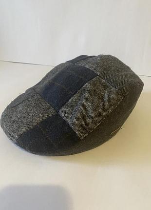 Вовняна кепка восьмиклинка, кепка хуліганка / картуз heritage traditions flat cap patchwork tweed р. сіро-блакитна , розмір l/xl